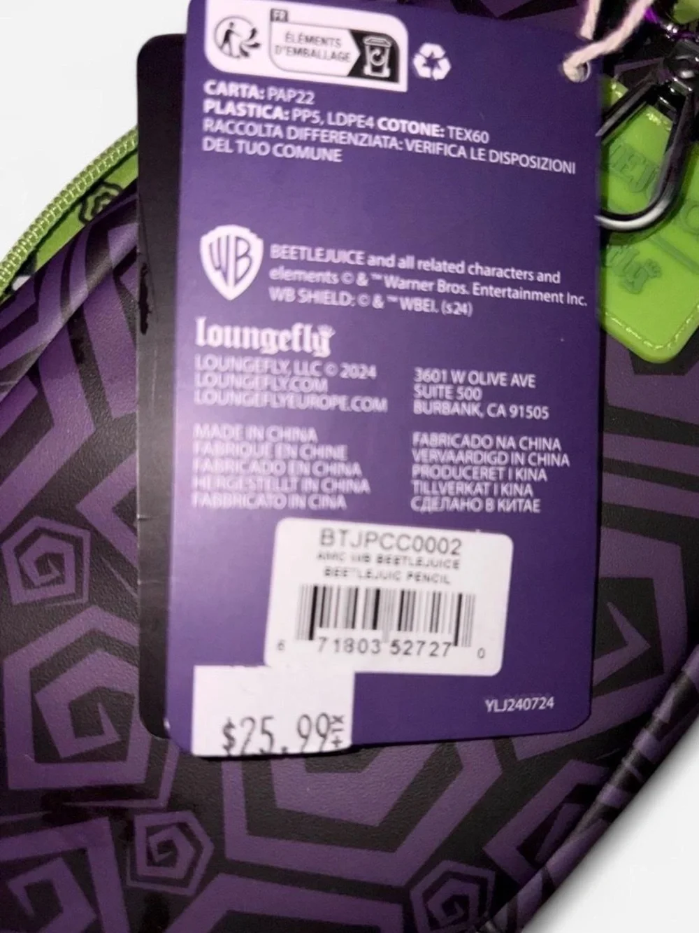 Beetlejuice x Loungefly Mini Backpack - Green & Purple
